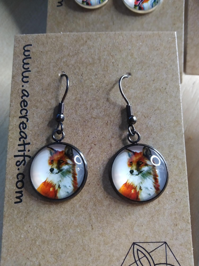 Boucles d&#039;oreilles cabochons renard 