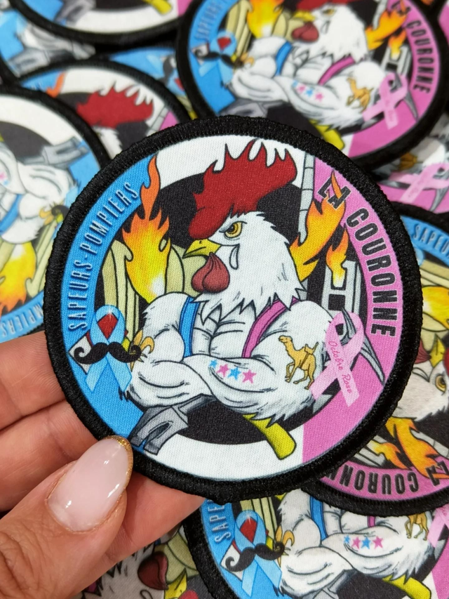 Écusson à velcro OCTOBRE ROSE / MOVEMBER - LCR - Rond - Ø 8 cm