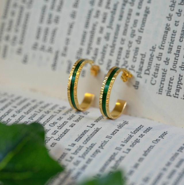 Boucles d'oreilles Telluris - Doré, vert