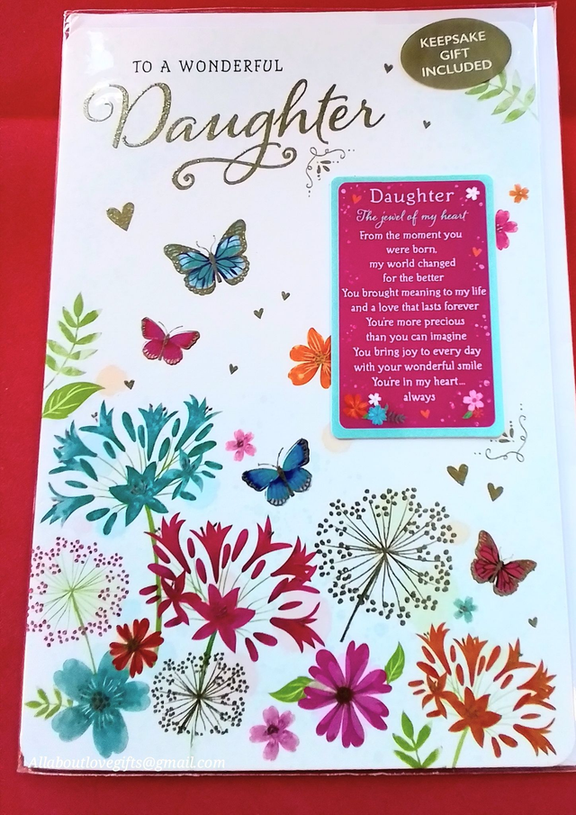 Daughter Birthday Card and Sentiment Keepsake Card.