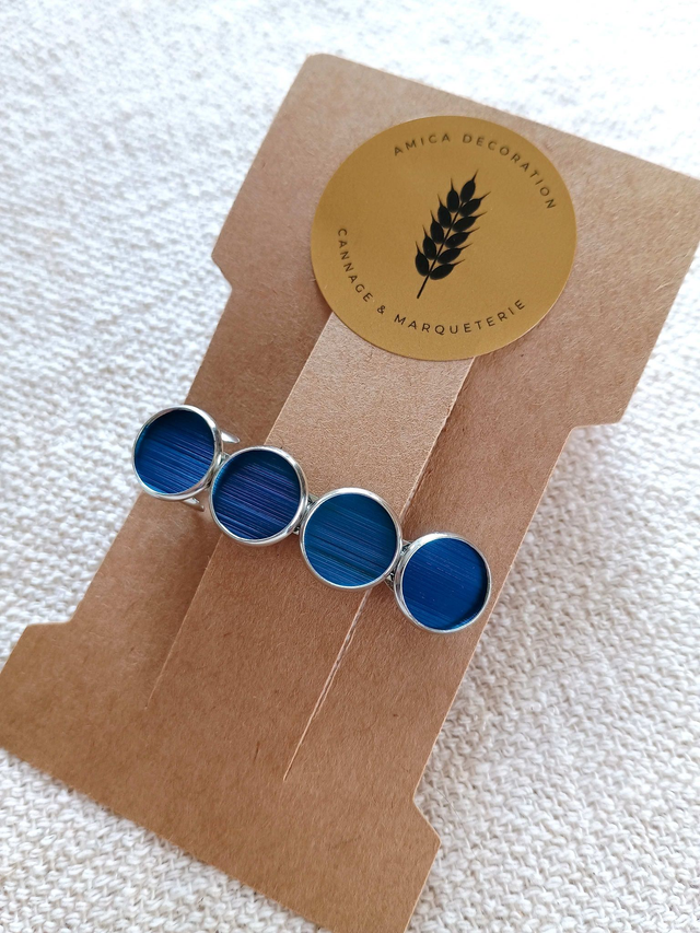 Barrette à cheveux argentée - Bleu cyan