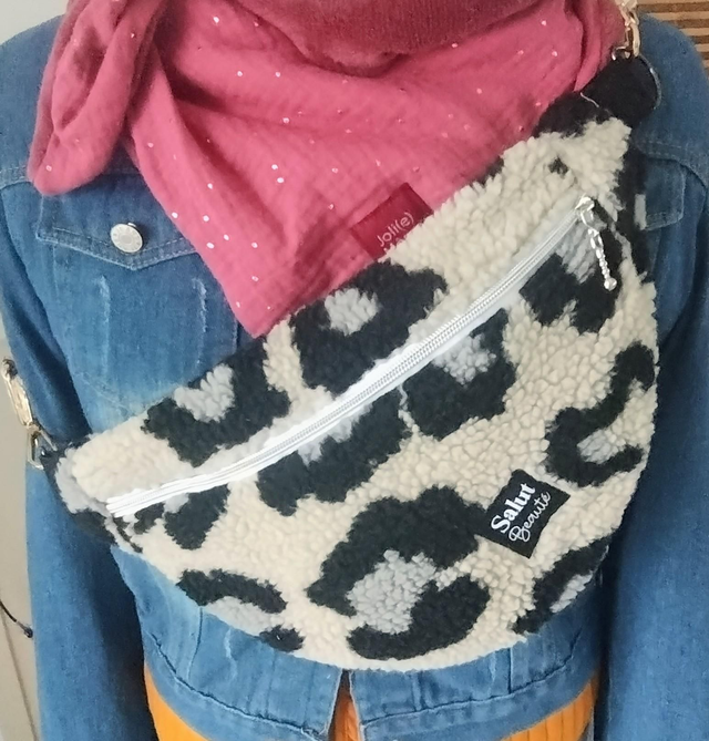 sac banane SHERPA noir crème gris