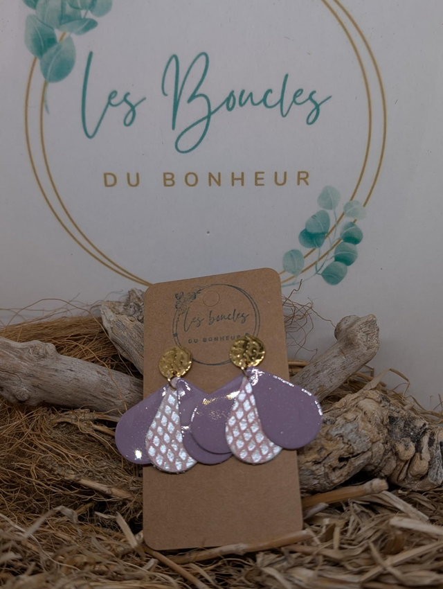 Boucles d&#039;oreilles Bella violet parme pa008
