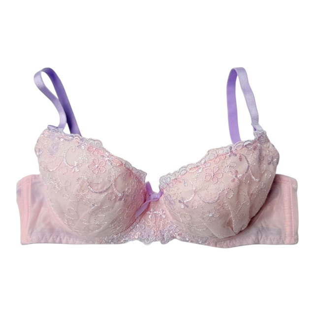 Pink + purple embroidered Japanese Bra UK 32B 