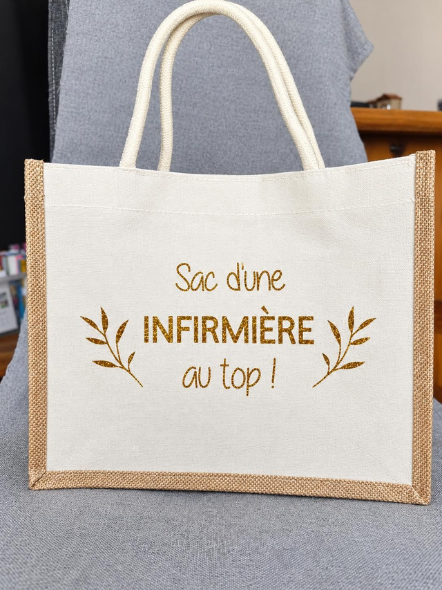 Sac cabas personnalisé « Infirmière au top » – Cadeau pour infirmière