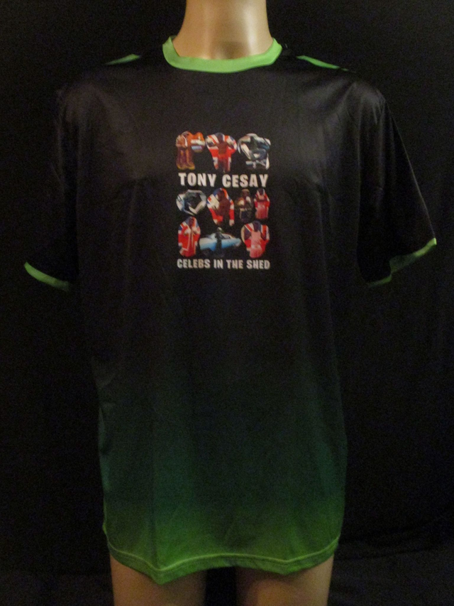 Tony Cesay ABA Champion Boxer Picture T-Shirt (White Bubble Logo) ADULT 100% Polyester Crew Neck BLACK &amp; GREEN (X-Large) Top 