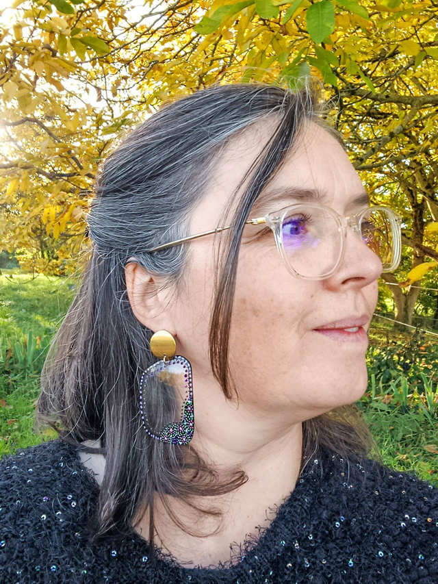 Collection Céleste - Boucles d'oreilles verres de lunettes - nuances de violet