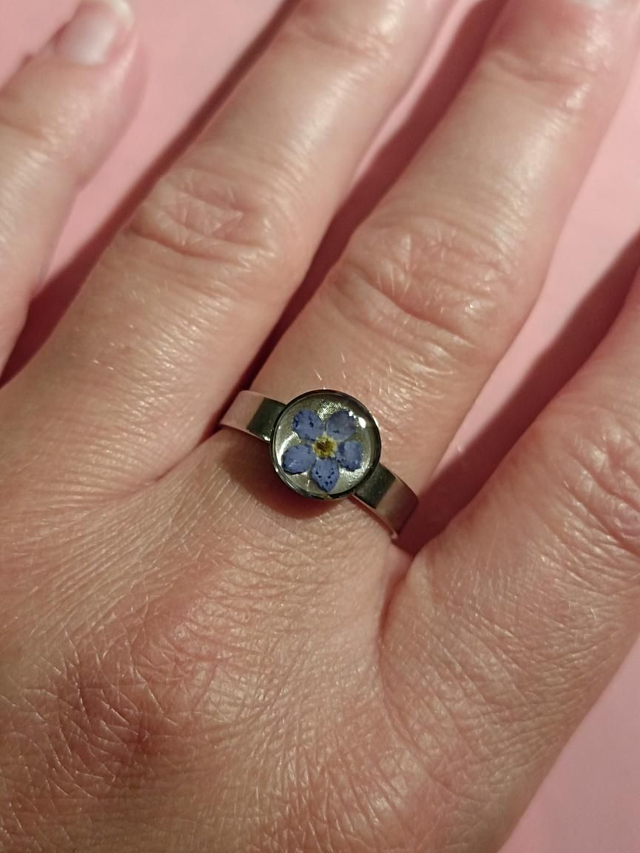 Bague Fleur séchée Myosotis 