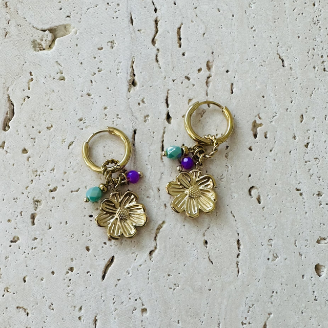 Oorbellen bloem goud 