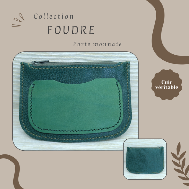 FOUDRE porte monnaie/carte - Vert foncé &amp; vert
