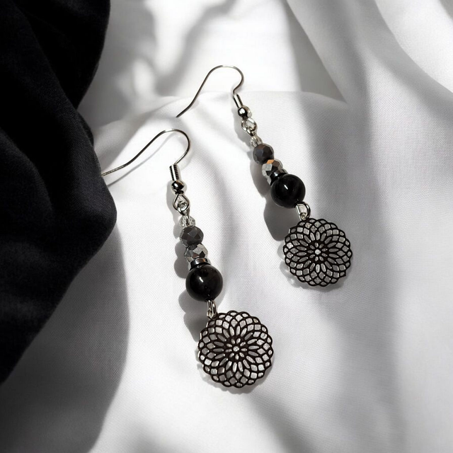 Boucles d'oreilles gris acier inoxydable