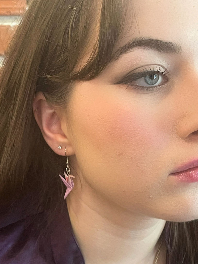 Boucles d'oreilles courtes "Colibri" motifs fleurs