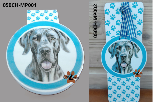 Marque pages Dogue allemand (magnétique ou standard)  