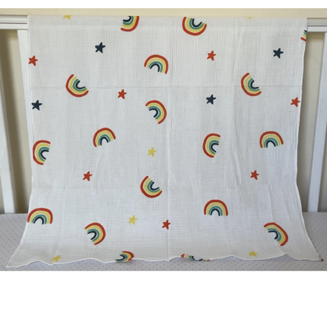 Muslin | Large Size | Rainbows &amp; Stars