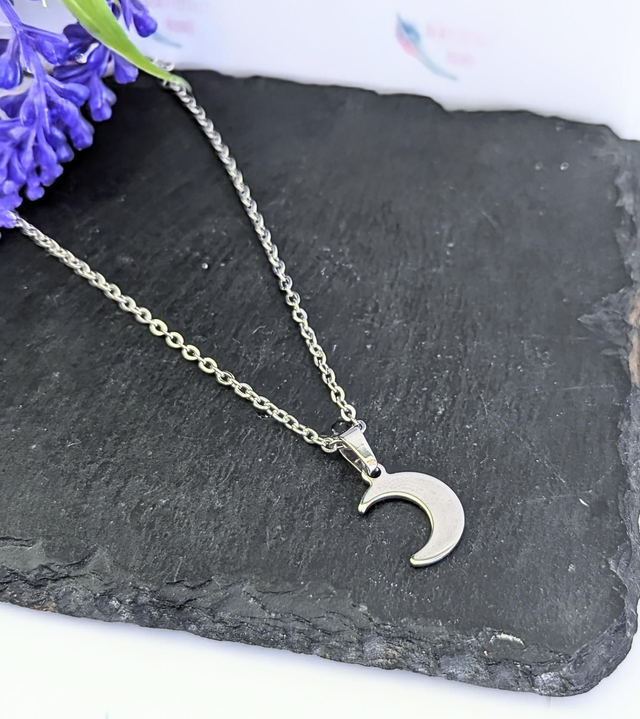 Stainless Steel Necklace With Moon Pendant 