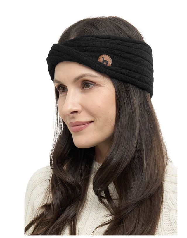 SUAVE TWIST Alpakastirnband – Schwarz