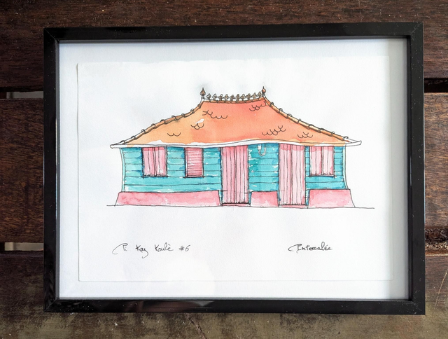 Encre et aquarelle - case créole #6 - Les Trois Ilets - Martinique 