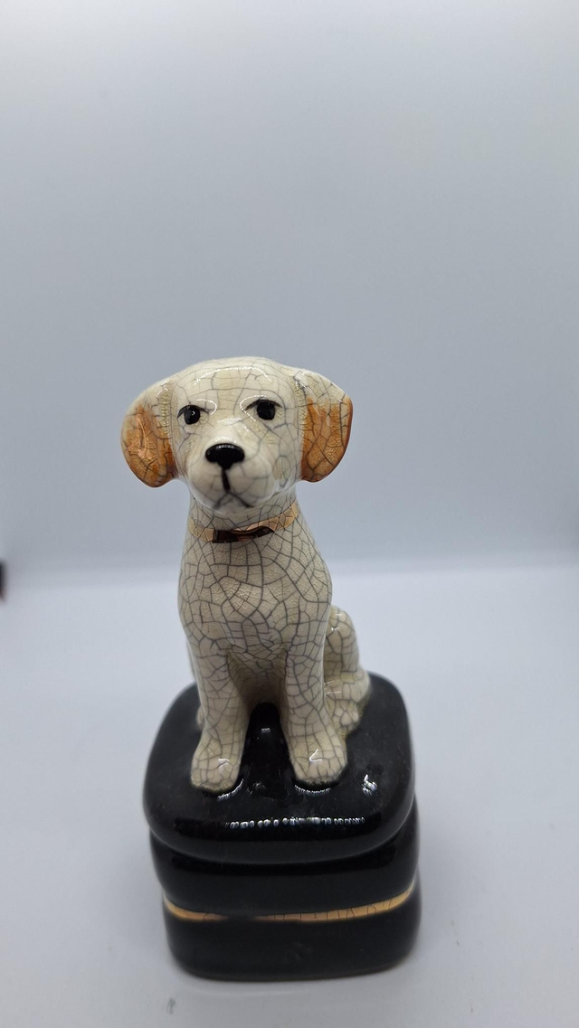 Takahashi Crackle Glaze Dalmation Trinklet Box