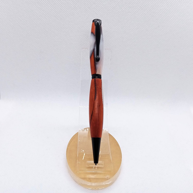 Stylo bille noir en Padouk du Congo et résine blanche