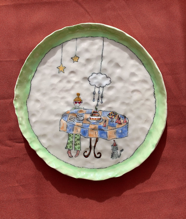 Assiette à dessert  "Gudule et Ernesto"