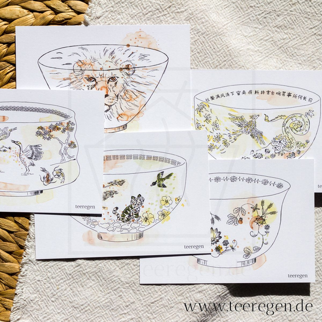 Tea Bowls – Set of 5 - Tea Culture On Postcards