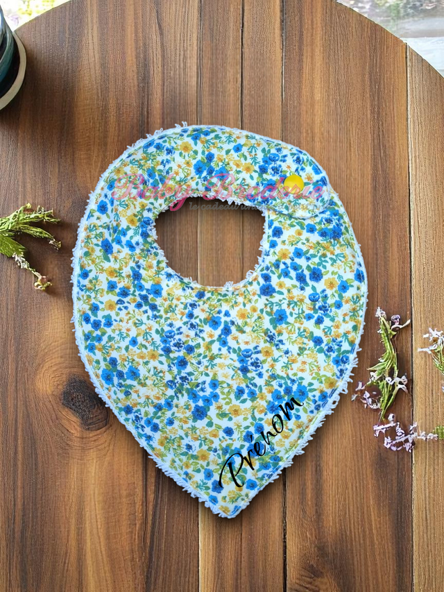 Bandana à petites fleur bleu et jaune