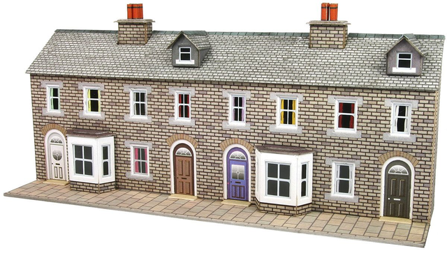  PN175 N Scale Low Relief Stone Terraced House Fronts