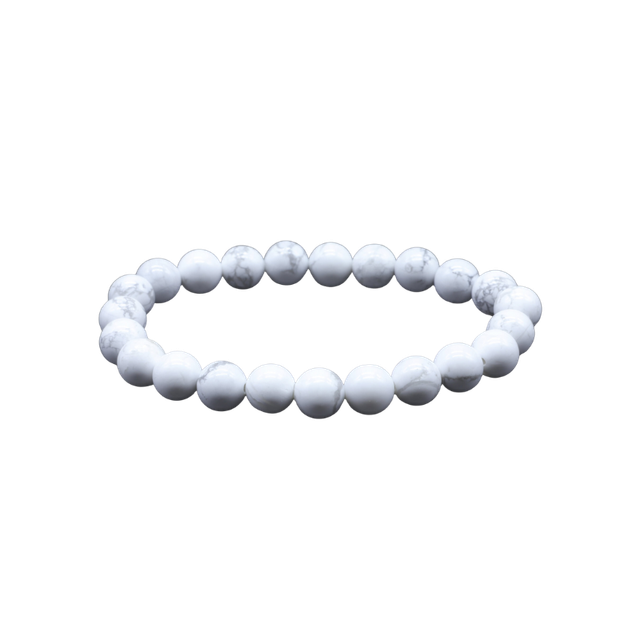 💙 Howlite – Bracelet élastique perles 8 mm – Origine Zimbabwe – Gisement de Mashonaland West – Qualité A