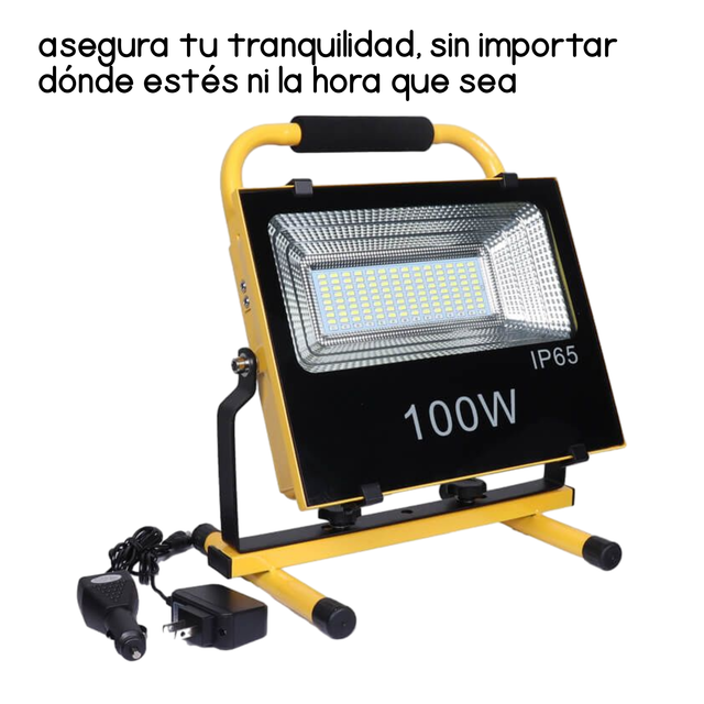 Foco LED de emergencia 100W recargable: autonomía de 5 a 8 horas, protección  IP65, compatibilidad de voltajes DC12V/AC85-265V.