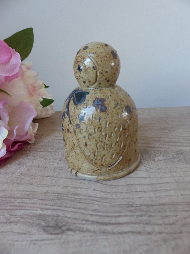 Chouette Vintage en Grès Pyrité – Sculpture Artisanale Céramique Zoomorphe pour Décoration Authentique et Chaleureuse, Collection ou Cadeau