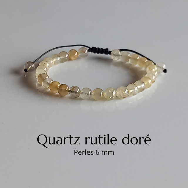 Bracelet ajustable en Quartz rutile doré