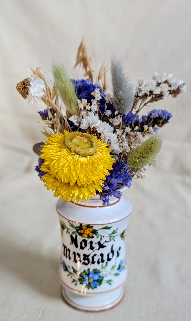 Léonie - Bouquet fleurs séchées - pot à épices upcyclé