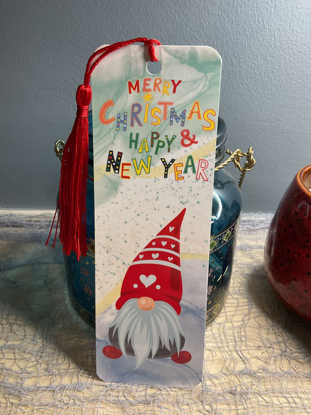 Handmade laminated Christmas bookmarks. Beautiful gift for book lovers. Secret Santa