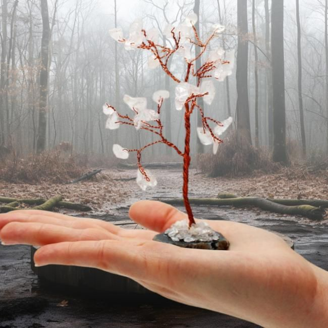 Arbre "Cristal de roche" sur agate