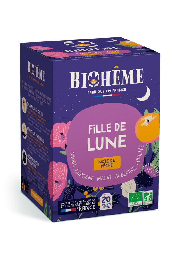Infusion Fille de Lune – x20 inf Sauge - Bardane - Mauve - Aubépine - Achillée