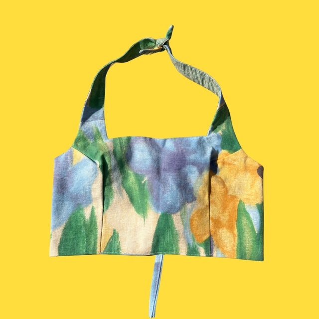 Crop top reversible "Rideaux de mamie" - M