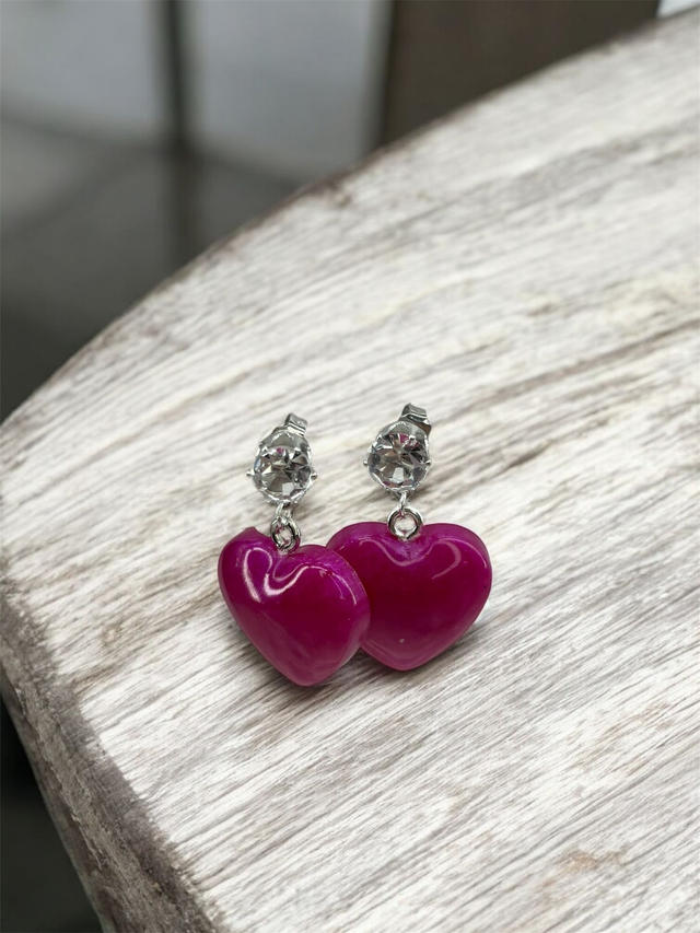 Boucles d'oreilles cœur résine époxy