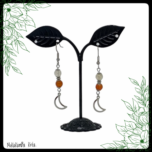 Boucles d’oreilles en acier inoxydable et perles en pierres naturelles