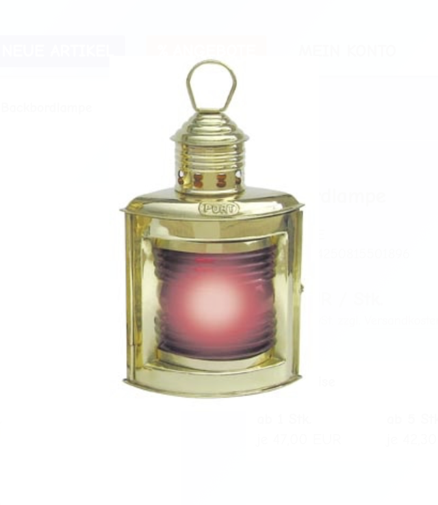 Backbord-Lampe (23 cm) Messing. Elektrisch