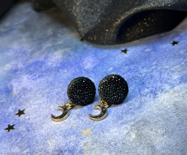 Babys noir pailleté et sa breloque lune