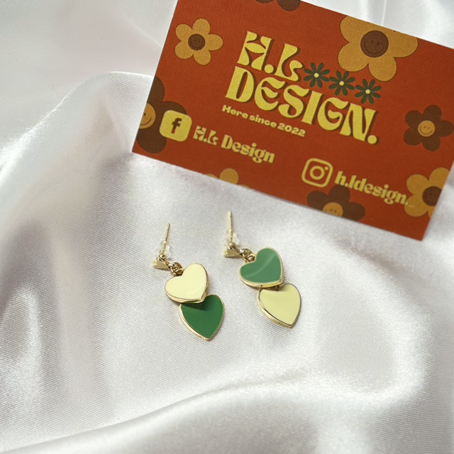 Green Heart Earrings