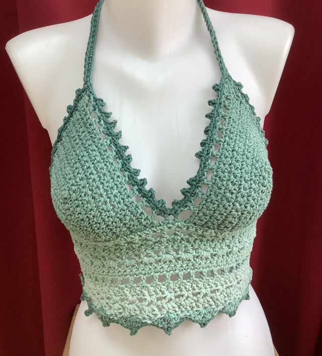 Top bohème vert