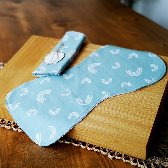 Baby Burp Cloth - Sage Green Rainbows