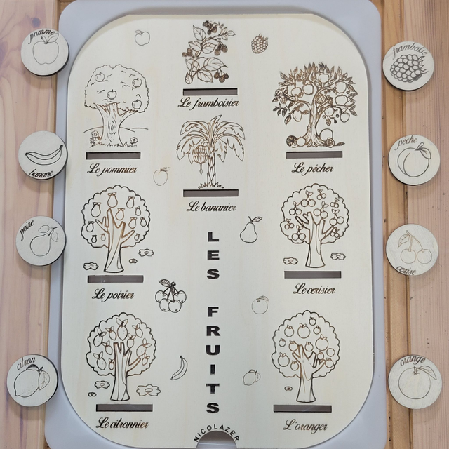 Insert sensoriel bois compatible trofast &quot;les fruits&quot;