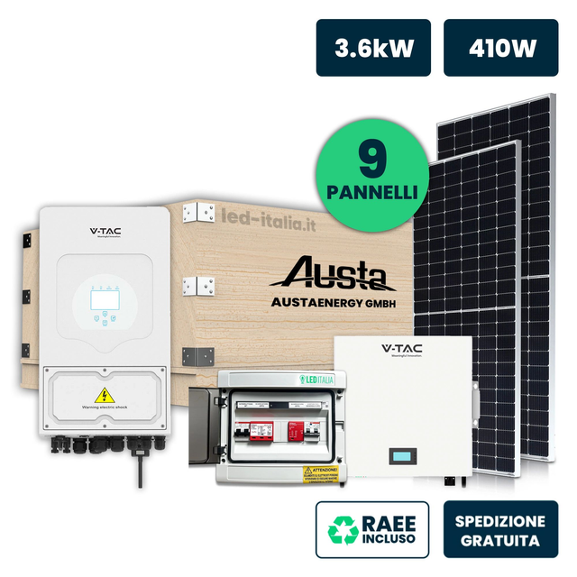 V-TAC Italia KIT Fotovoltaico Monofase 3.6kW 