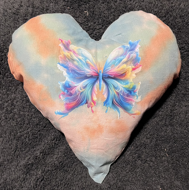 Hand Tie dye cushion with butterfly 