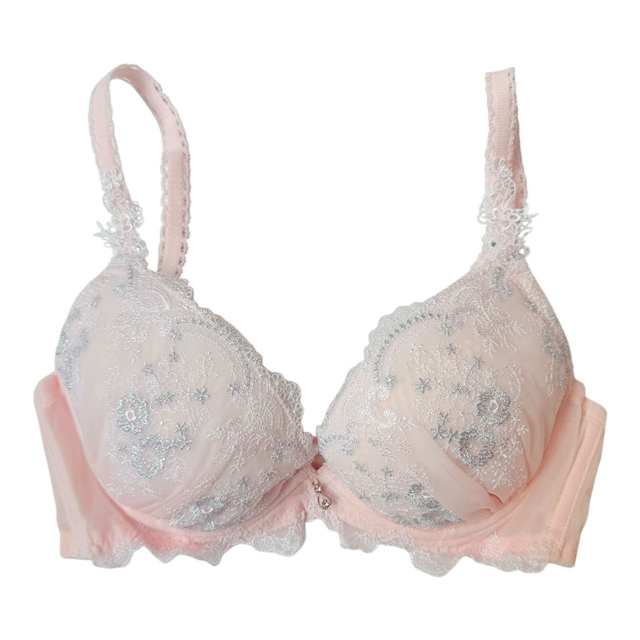 Pink and silver embroidered Japanese Bra UK 32C    