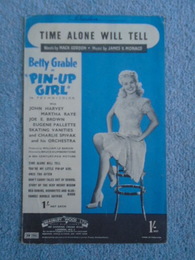 TIME ALONE WILL TELL (from Pin-Up Girl with Betty Grable). Sheet Music 