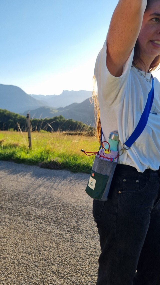 Porte-gourde upcyclé jeans, lilas