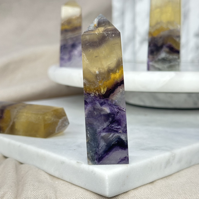 Yellow + Purple Fluorite Tower (High Quality) #2